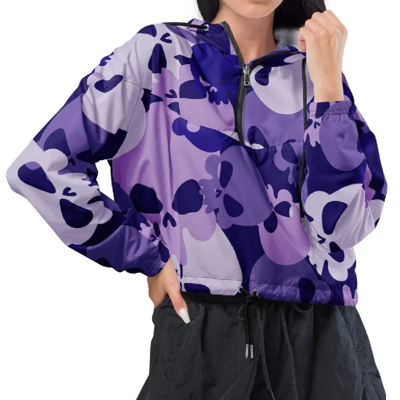 Women’s Purple Skulls Cropped Windbreaker