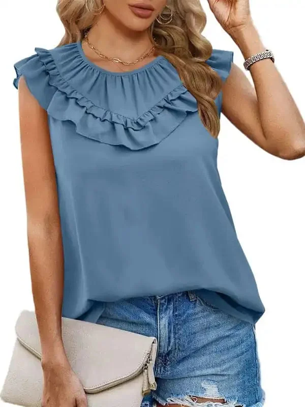 Women’s Sleeveless Chiffon Shirt Top