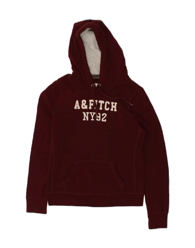 ABERCROMBIE & FITCH Womens Graphic Sweatshirt Jumper UK 14 Large Maroon