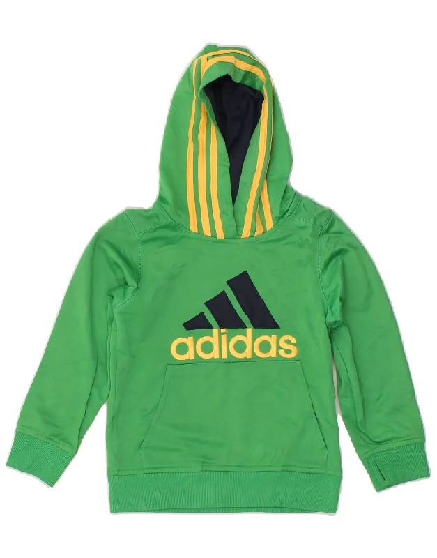 ADIDAS Boys Graphic Hoodie Jumper 5-6 Years Green