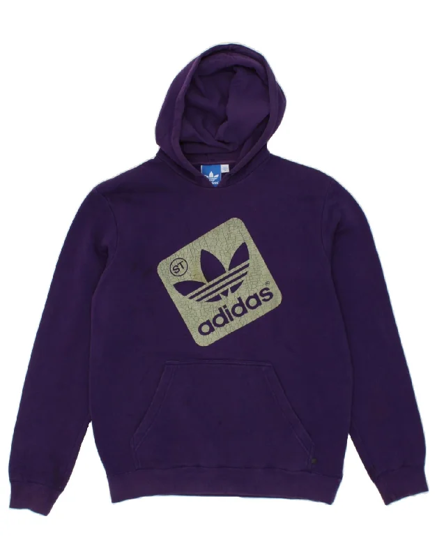 ADIDAS Mens Graphic Hoodie Jumper Medium Purple Cotton