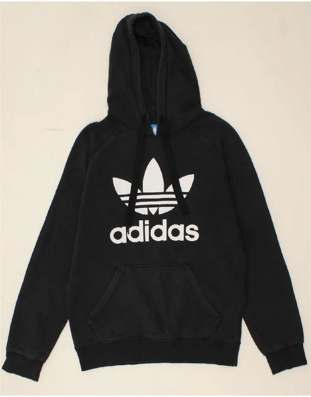 ADIDAS Mens Graphic Hoodie Jumper Small Black Cotton