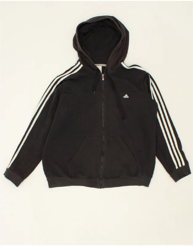 ADIDAS Mens Zip Hoodie Sweater XL Black Cotton