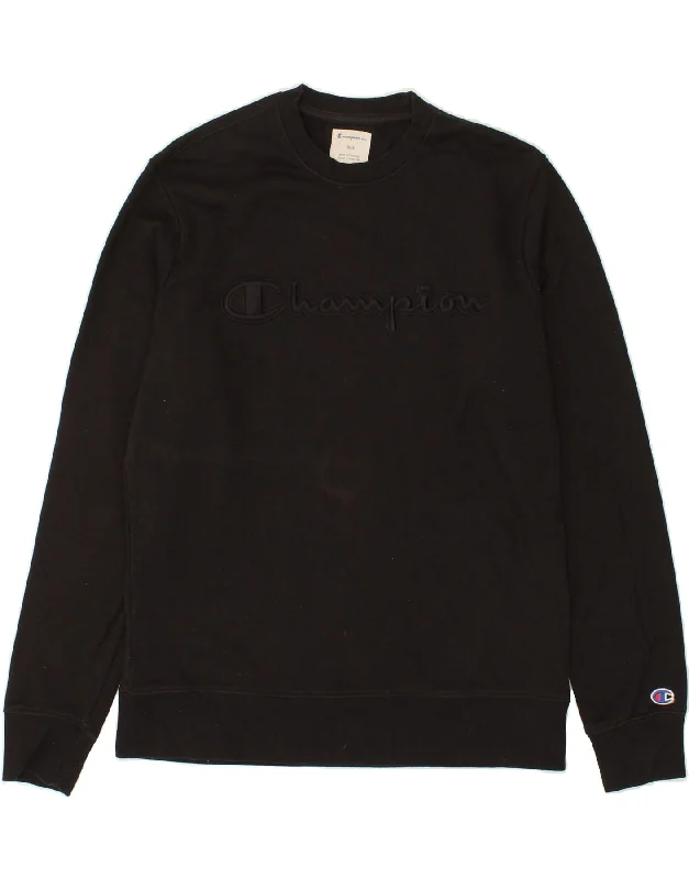 CHAMPION Mens Graphic Sweatshirt Jumper Medium Black Cotton