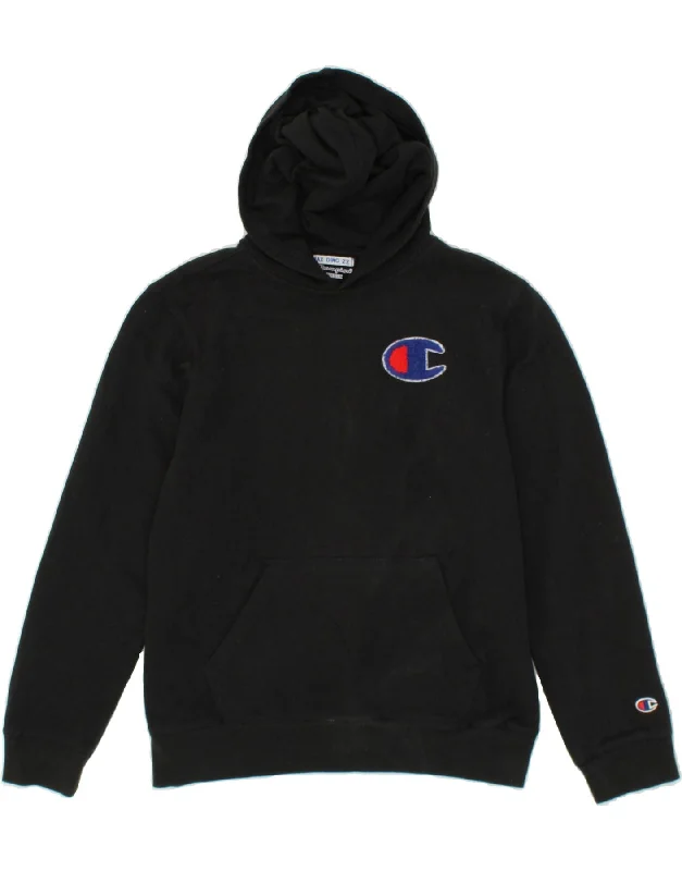 CHAMPION Womens Graphic Hoodie Jumper UK 18 XL Black Cotton