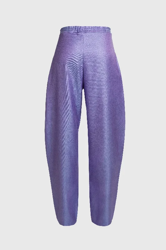 Curved Purple Blue Trousers - Silk