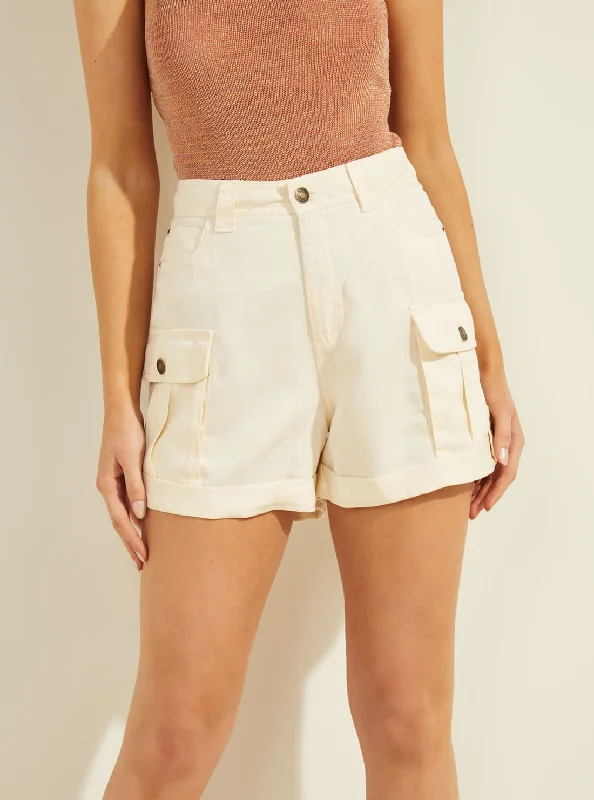 Eco White Iris Cargo Shorts