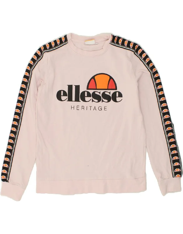 ELLESSE Womens Graphic Sweatshirt Jumper UK 10 Small Pink Cotton