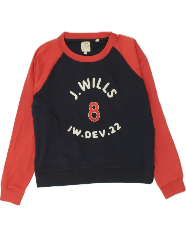 JACK WILLS Womens Graphic Sweatshirt Jumper UK 12 Medium Navy Blue