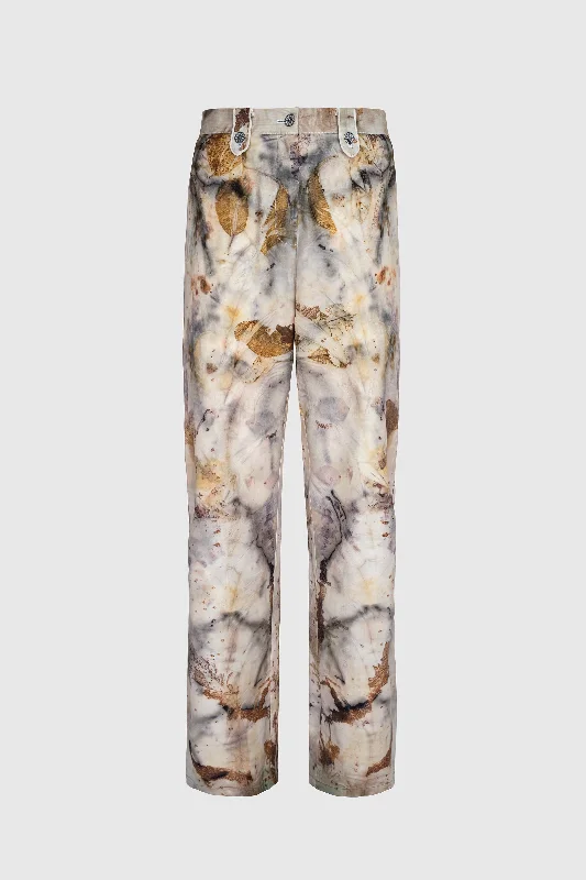 Leaf Print Trousers - Wool