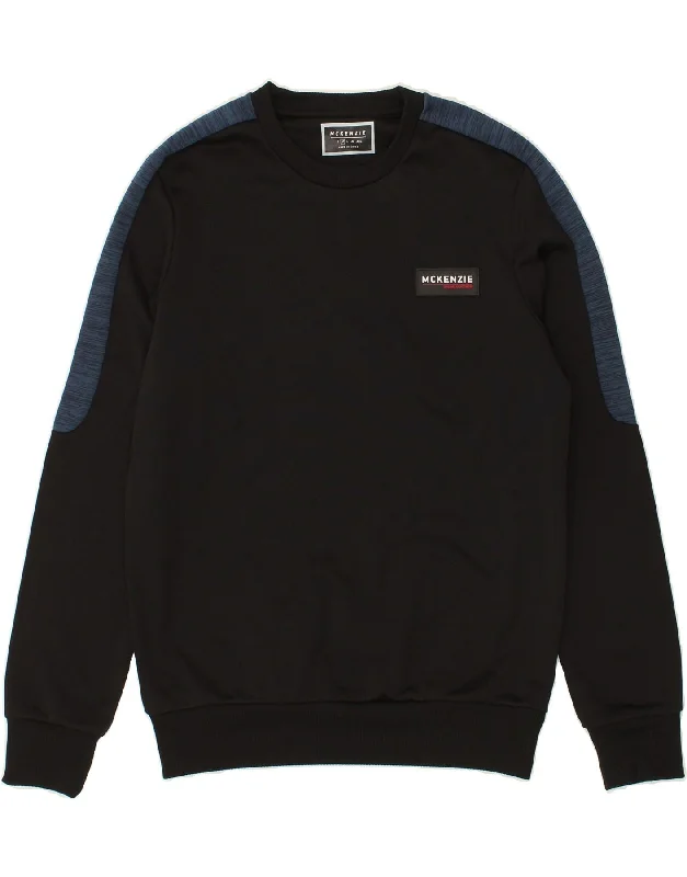 MCKENZIE Mens Sweatshirt Jumper Medium Black Colourblock Polyester