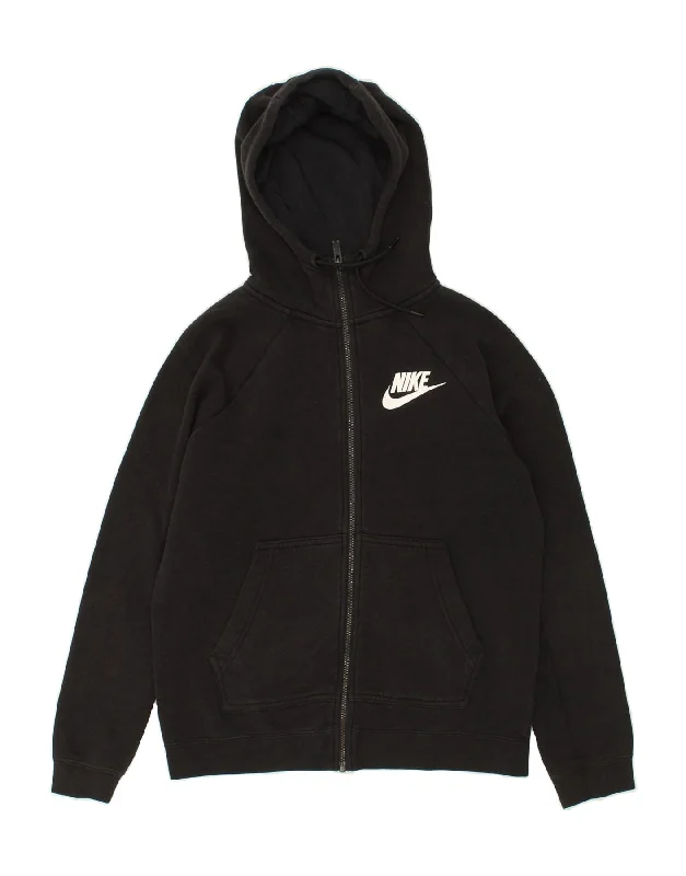 NIKE Mens Zip Hoodie Sweater Small Black Cotton