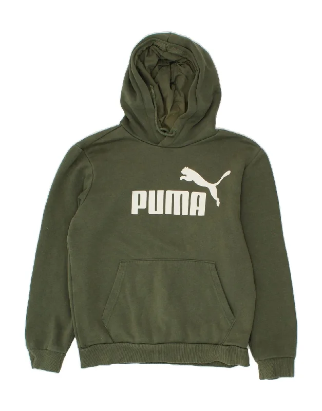 PUMA Mens Graphic Hoodie Jumper Small Green Cotton