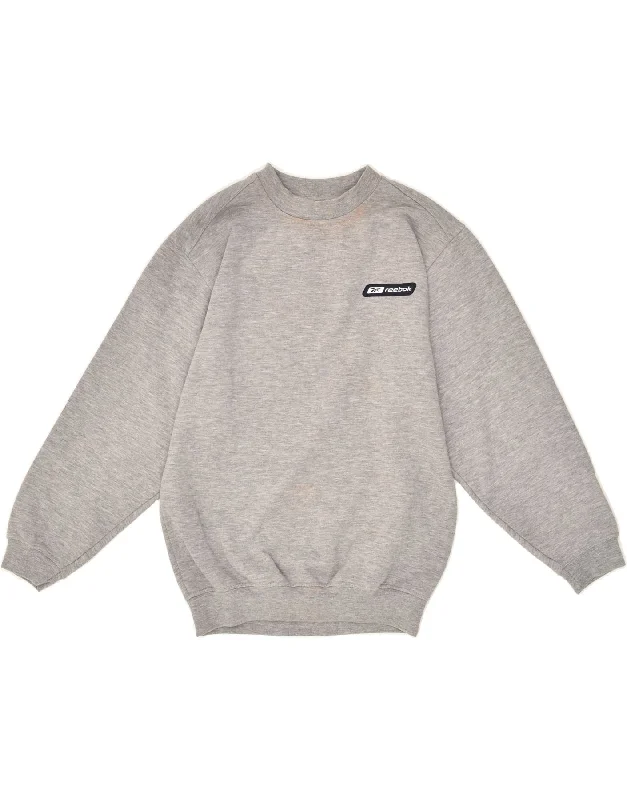 REEBOK Boys Sweatshirt Jumper 9-10 Years Medium Grey Cotton