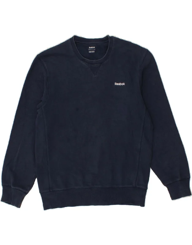 REEBOK Mens Sweatshirt Jumper Small Navy Blue Cotton