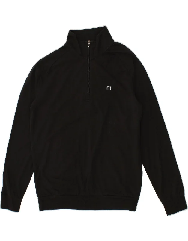 TRAVIS MATHEW Mens Zip Neck Sweatshirt Jumper Medium Black Cotton