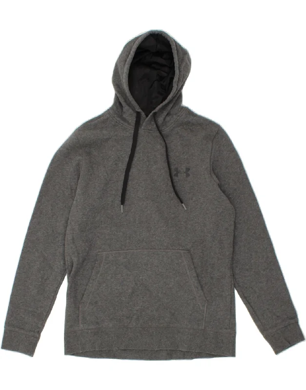 UNDER ARMOUR Mens Cold Gear Hoodie Jumper Medium Grey Cotton