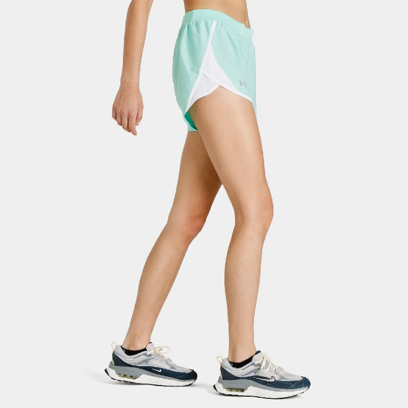 Under Armour Women's Fly-By 2.0 Shorts Green Breeze / White - Reflective