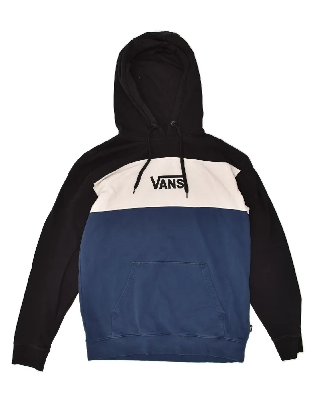 VANS Mens Graphic Hoodie Jumper Large Blue Colourblock