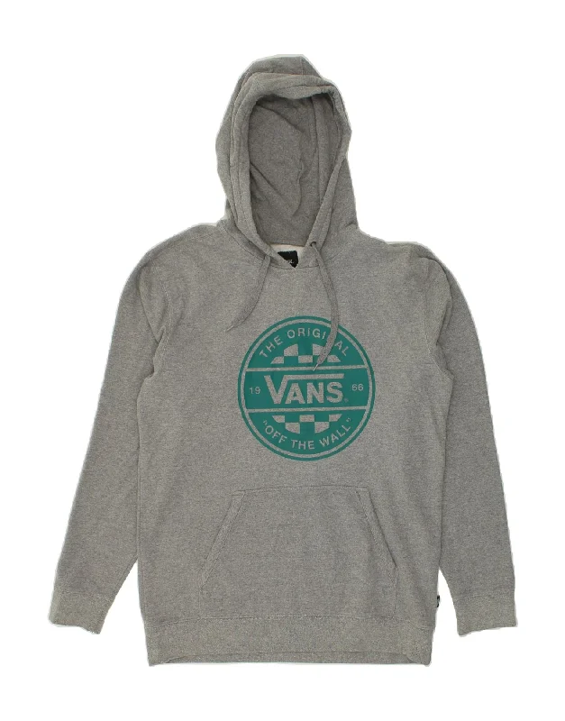 VANS Mens Graphic Hoodie Jumper Large Grey Cotton