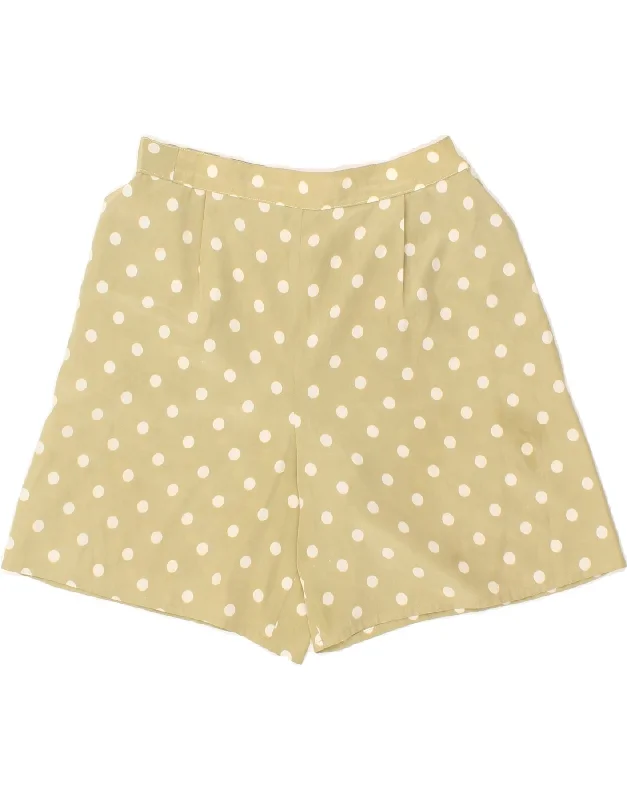 VINTAGE Womens High Waist Casual Shorts EU 42 Large W32 Beige Polka Dot