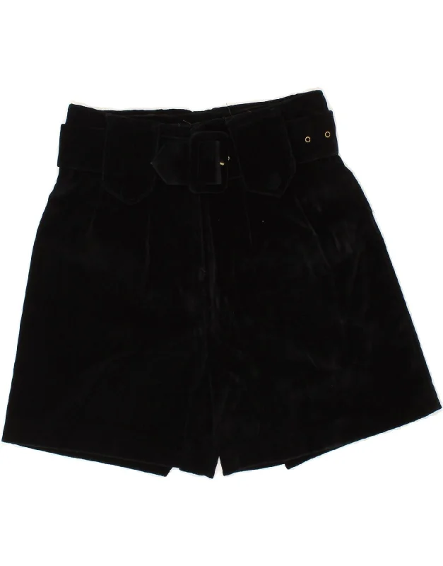 VINTAGE Womens Velvet Casual Shorts Small W26  Black