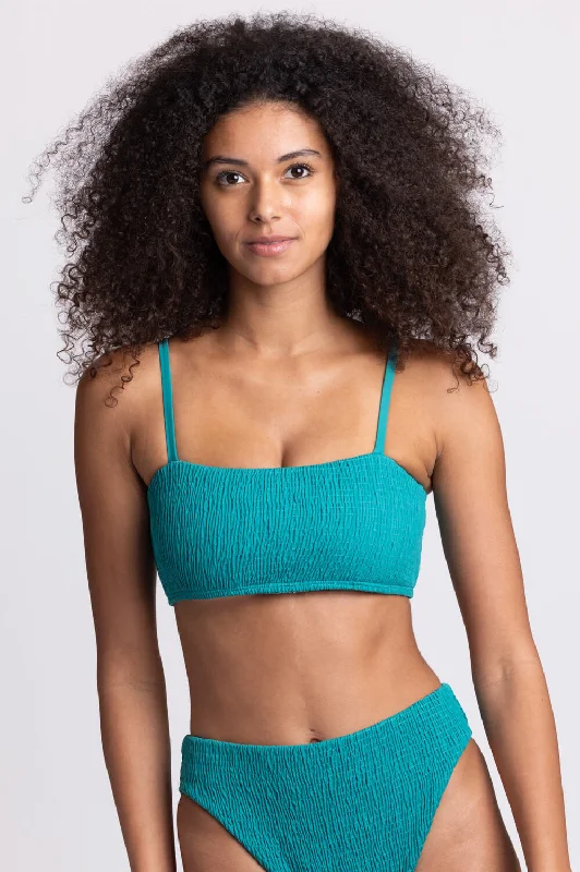 Eva Smocked Bikini Top - Palm Two-piece bikini, Classic, Comfortable, Swimwear