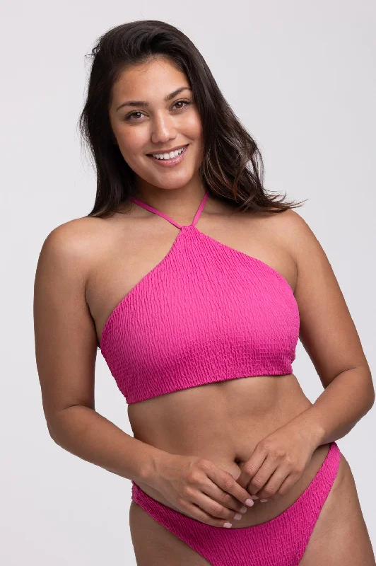Luna Smocked Bikini Top - Snapdragon V-shaped bikini, Trendy, Sexy, Comfortable