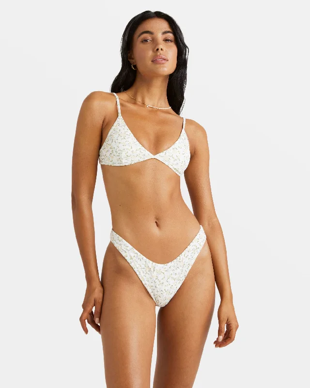 Ditsy Rib Tri Bikini Top - Whisper White Bikini with bow tie, Feminine, Trendy, Comfortable Ditsy Rib Tri Bikini Top - Whisper White Bikini with bow tie, Feminine, Trendy, Comfortable