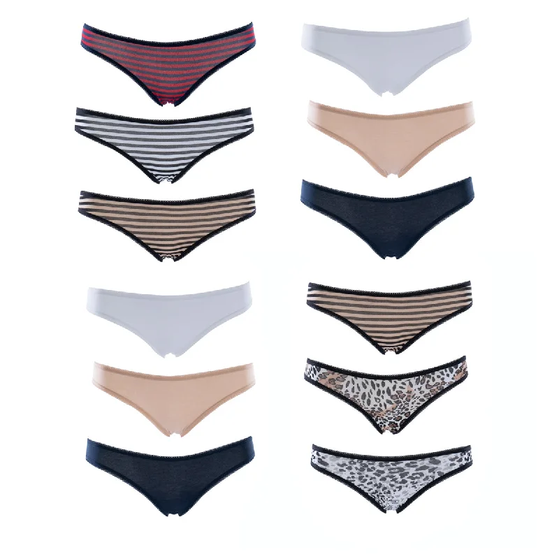 Emprella Underwear for Women - Wild Bikini 12 Pack Seamless Ladies Cheeky Panties Set Bikini with button detail, Trendy, Chic, Sexy Emprella Underwear for Women - Wild Bikini 12 Pack Seamless Ladies Cheeky Panties Set Bikini with button detail, Trendy, Chic, Sexy