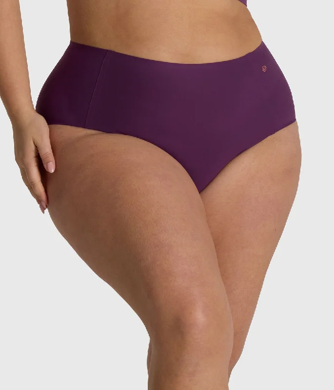 Evelyn & Bobbie High Waisted Retro Plum Bikini Panty Bikini with scalloped edges, Feminine, Stylish, Trendy Evelyn & Bobbie High Waisted Retro Plum Bikini Panty Bikini with scalloped edges, Feminine, Stylish, Trendy
