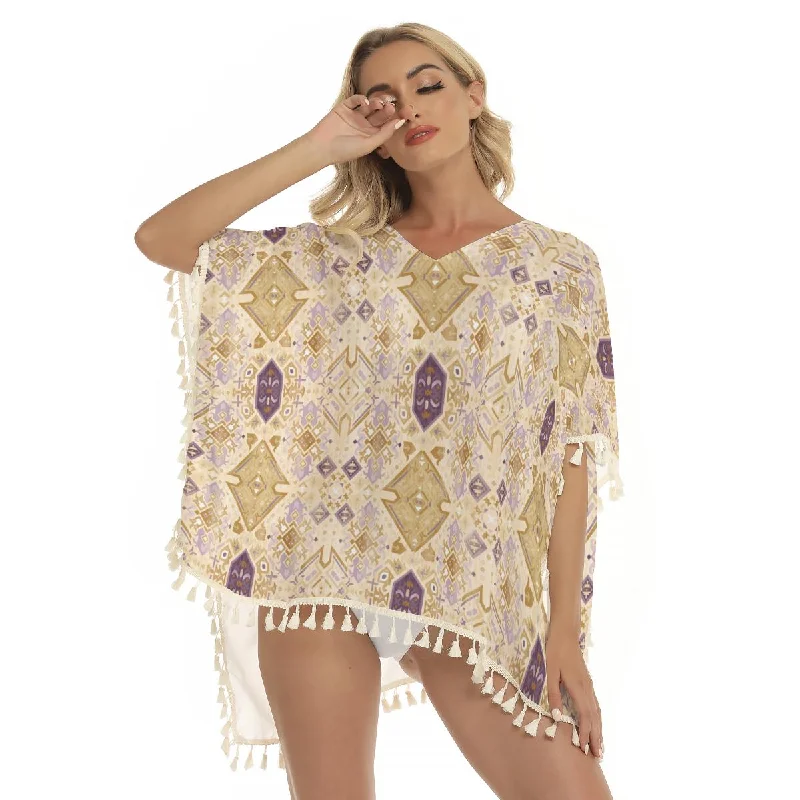 Abstract Bohemian Geometric Boho Mosaic Print Women's Square Fringed Shawl, Bikini Cover Up High-leg bikini bottom, Sexy, Retro, Trendy Abstract Bohemian Geometric Boho Mosaic Print Women's Square Fringed Shawl, Bikini Cover Up High-leg bikini bottom, Sexy, Retro, Trendy