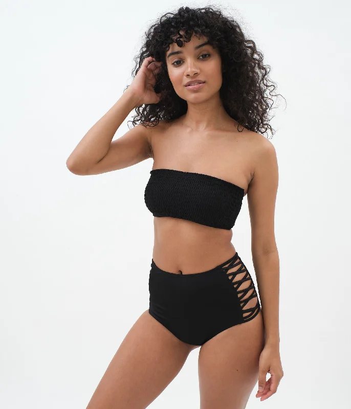 Aeropostale Solid Smocked Bandeau Bikini Top High-rise bikini, Retro style, Comfortable, Sexy Aeropostale Solid Smocked Bandeau Bikini Top High-rise bikini, Retro style, Comfortable, Sexy