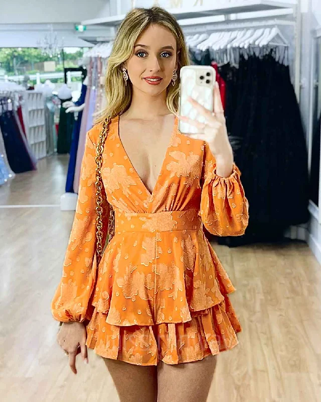 Carla Playsuit - Orange Strapless jumpsuit, Party attire, Sexy, Trendy