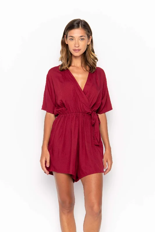 Kataya, Plain, Mini Playsuit White jumpsuit, Classic style, Elegant, Summer wear