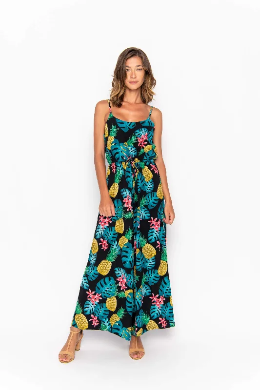 Pimp, Tropical Ananas Black, Long Playsuit Halter neck jumpsuit, Summer style, Trendy, Sexy