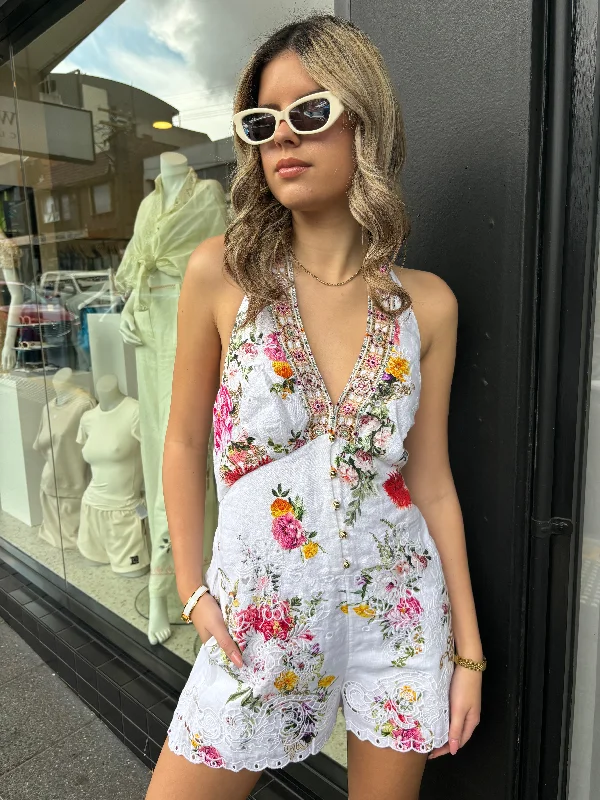 Button Front Halter Playsuit- Egyptian rose Colorful jumpsuit, Fun print, Bold design, Casual wear Button Front Halter Playsuit- Egyptian rose Colorful jumpsuit, Fun print, Bold design, Casual wear