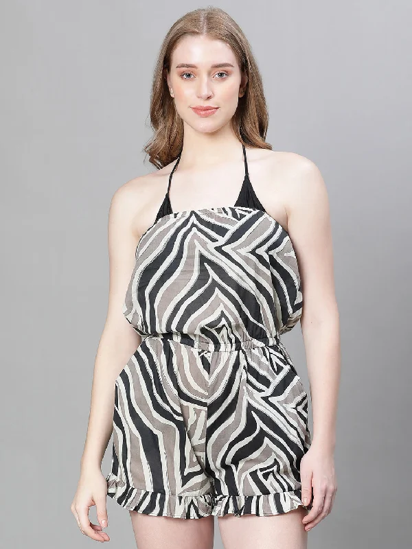 Women Multicolor Printed Elasticated Off -Shoulder Coton Beachwear Cotton Playsuit-W23019WBW005 Halter neck jumpsuit, Sexy, Elegant, Stylish Women Multicolor Printed Elasticated Off -Shoulder Coton Beachwear Cotton Playsuit-W23019WBW005 Halter neck jumpsuit, Sexy, Elegant, Stylish
