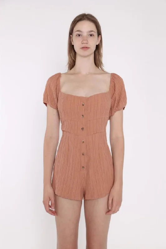 CLEARANCE! Crinkle Playsuit- Rust Formal jumpsuit, Elegant, Trendy, Chic