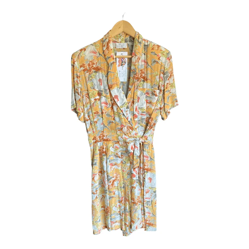 CM Vintage Yellow Floral Patterned Short Sleeved Playsuit UK Size 16 Chic jumpsuit, Minimal design, Sleek, Trendy CM Vintage Yellow Floral Patterned Short Sleeved Playsuit UK Size 16 Chic jumpsuit, Minimal design, Sleek, Trendy