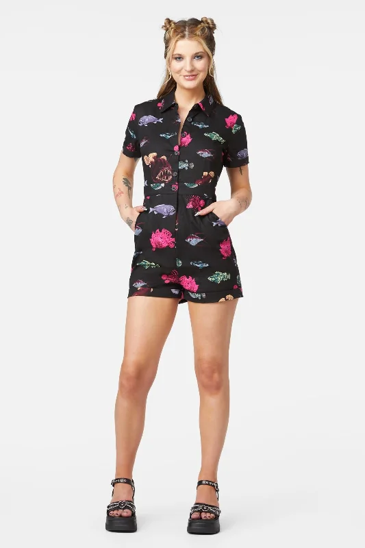 Deep Sea Playsuit Sleeveless wide leg jumpsuit, Comfortable, Trendy, Casual