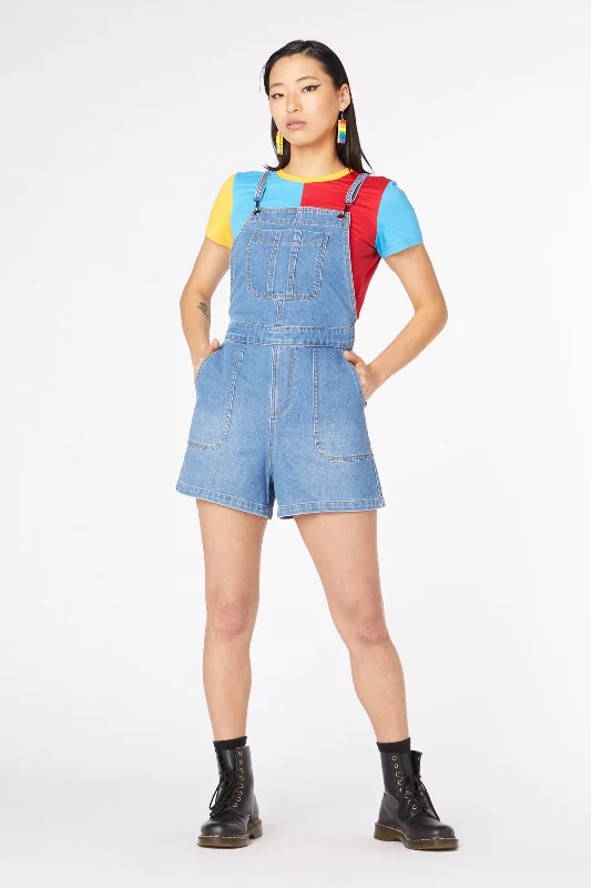 Aggro Bib Denim Playsuit Back tie jumpsuit, Elegant, Feminine, Comfortable