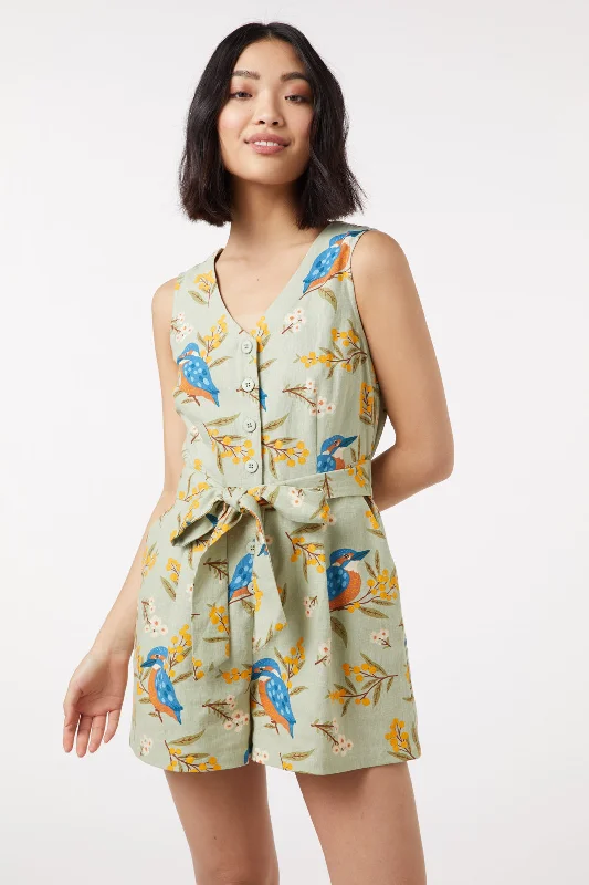 Kingfisher Playsuit Tie waist jumpsuit, Slim fit, Trendy, Comfortable