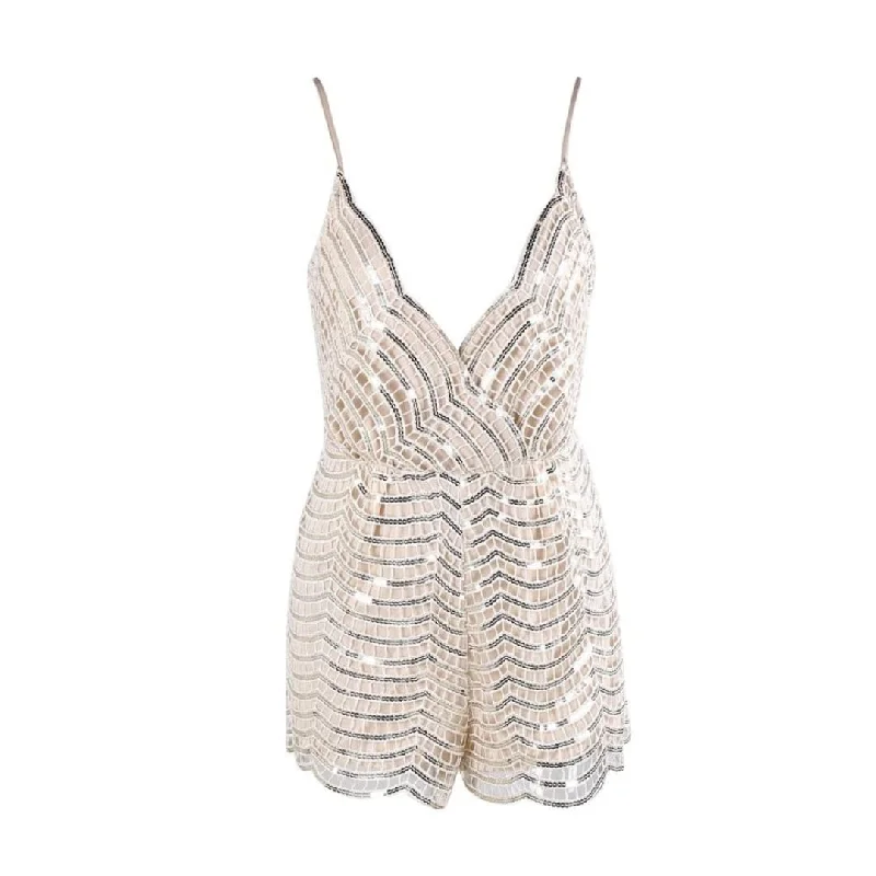 Sleeveless Plunge Sequin Playsuit Sexy jumpsuit, Fashionable, Sleek, Trendy