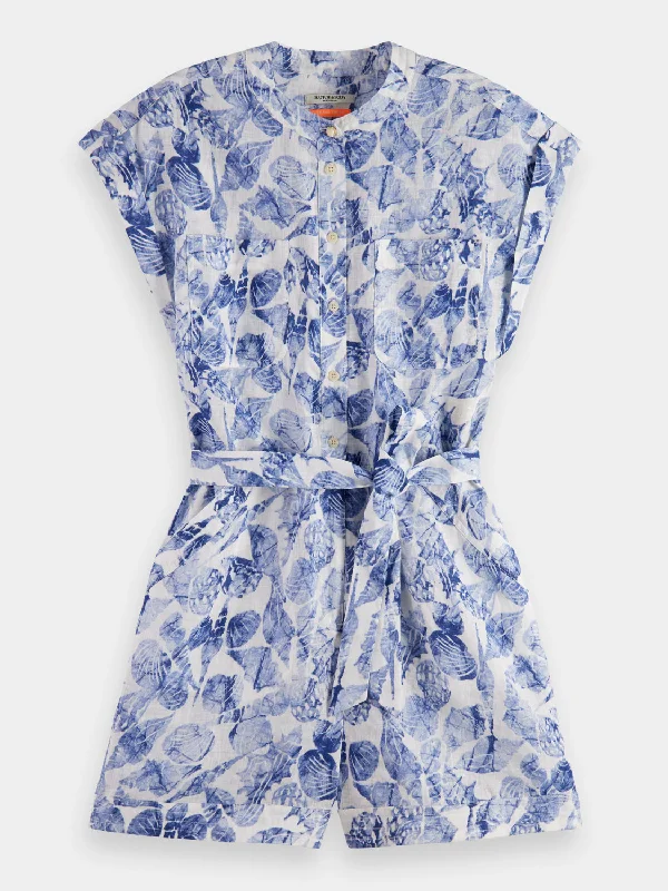 Linen printed playsuit Tailored wide-leg jumpsuit, Chic, Elegant, Comfortable