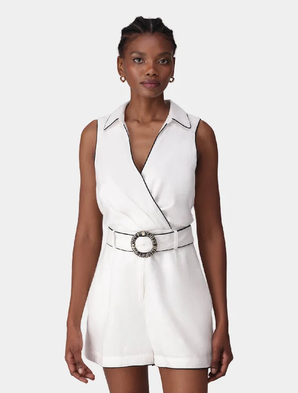 Sophia Collared Linen Playsuit Jumpsuit romper, Comfortable, Casual, Playful