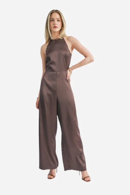 Sage the Label Flawless Halter Jumpsuit Chocolate Structured jumpsuit, Tailored, Elegant, Professional Sage the Label Flawless Halter Jumpsuit Chocolate Structured jumpsuit, Tailored, Elegant, Professional
