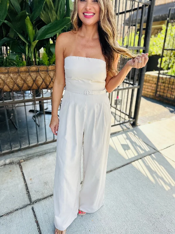 Past Midnight Tube Jumpsuit- Cream Street style jumpsuit, Trendy, Casual, Comfortable Past Midnight Tube Jumpsuit- Cream Street style jumpsuit, Trendy, Casual, Comfortable