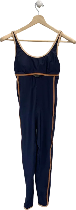The Upside Navy/Brown Striped Jumpsuit UK S Deep V jumpsuit, Sexy, Trendy, Night out The Upside Navy/Brown Striped Jumpsuit UK S Deep V jumpsuit, Sexy, Trendy, Night out