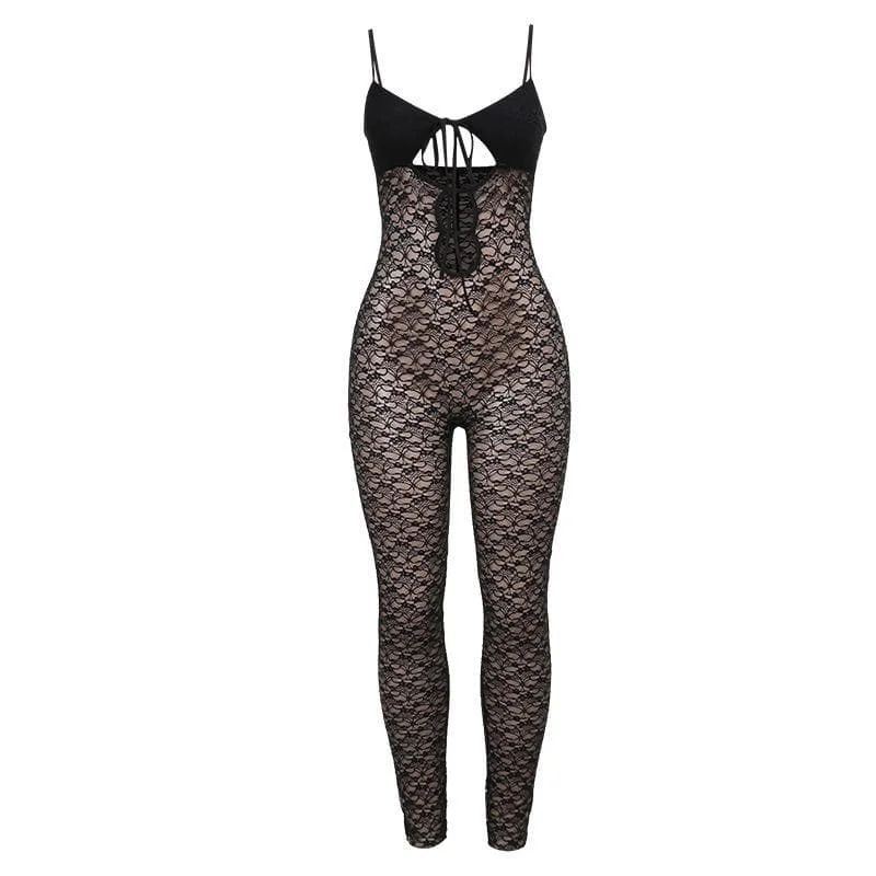 V neck hollow out solid lace cami jumpsuit V-neck jumpsuit, Sexy, Trendy, Comfortable V neck hollow out solid lace cami jumpsuit V-neck jumpsuit, Sexy, Trendy, Comfortable